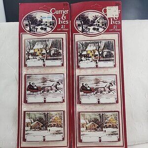 Currier & Ives Christmas Gift Tags Vintage Holiday Decor 42 total tags